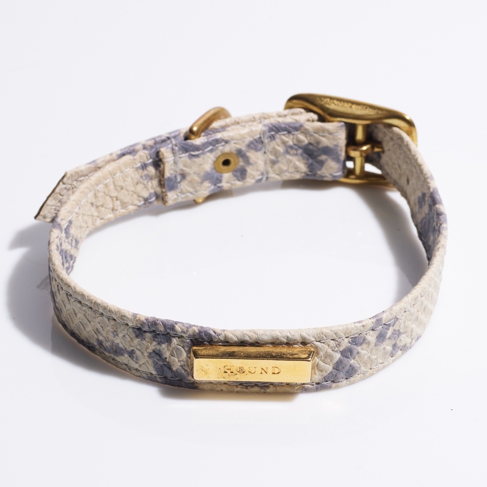Leather Dog Collar by Hound Collection with Gold Bar Logo